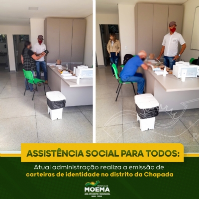 ASSISTÊNCIA SOCIAL PARA TODOS: Atual administração realiza a emissão de carteiras de identidade no distrito da Chapada